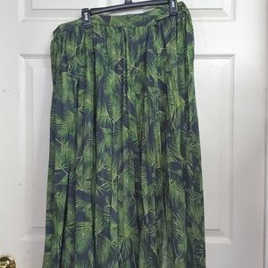Palm Frond Pleated Wrap Skirt
